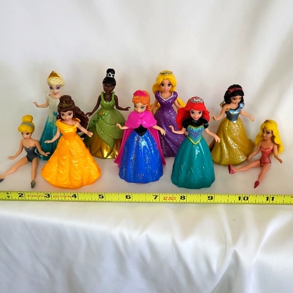 Magic Clip Disney Princess Dolls Polly Pocket Lot (9) used condition 4" See - Picture 1 of 14